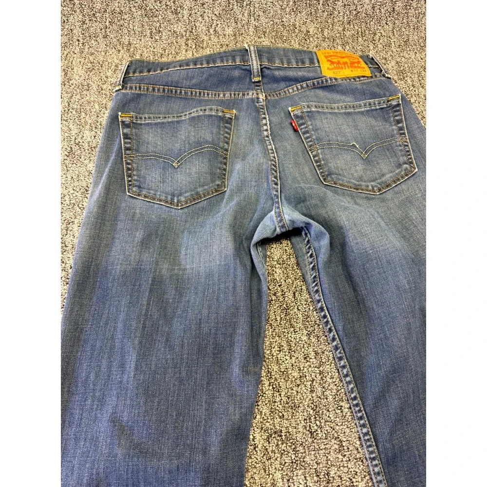 Levis 527 Jeans Mens 34x34 Blue Denim Cotton Slim Fit Medium Wash Bootcut Leg